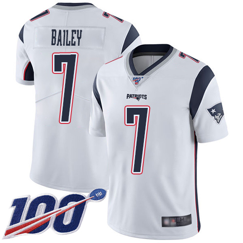 New England Patriots Football #7 Vapor Untouchable 100th Season Limited White Men Jake Bailey Road NFL Jersey